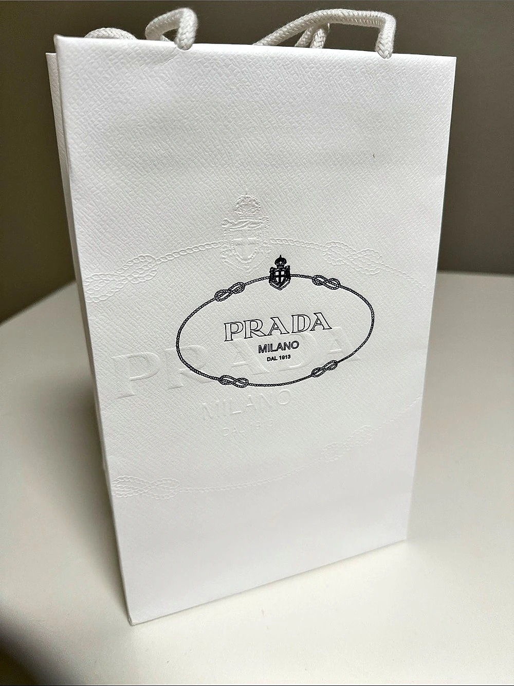 Prada White Paper Shopping Bag